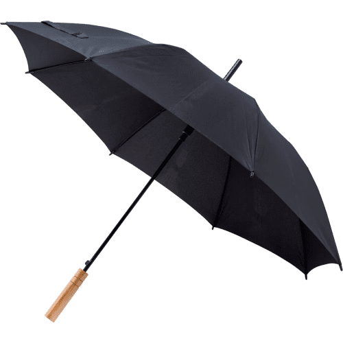 Branded opened rPET Umbrella in black colour by Total Merchandise