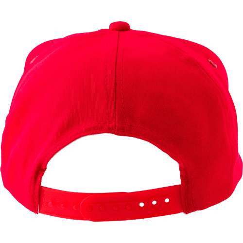 Back of branded rPET Caps in red colour by Total Merchandise