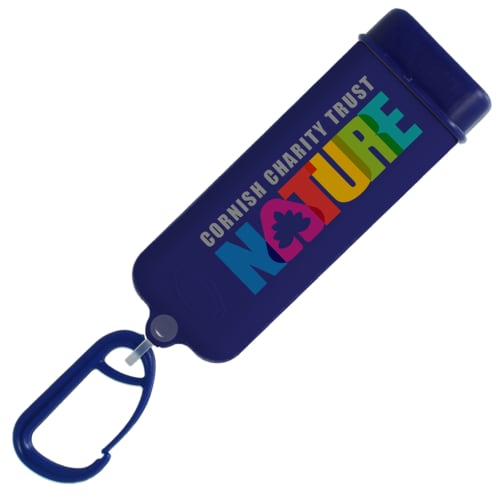 Promotional Antimicrobial Face Mask Case Keyrings in Blue with your Design from Total Merchandise