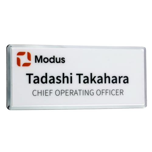 Promotional Excel Staff Name Badges in rectangle shape and silver/white colour by Total Merchandise