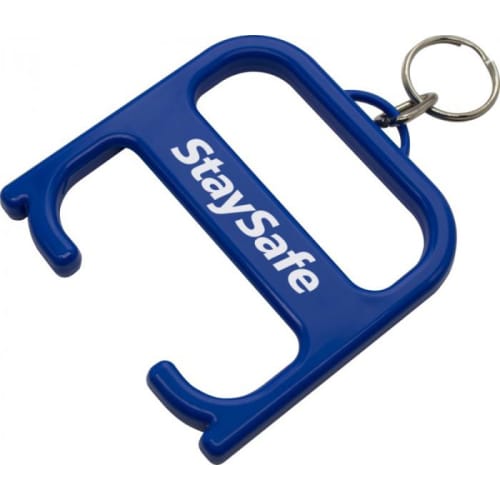 Printed Hygiene Handle With Keychain in royal blue colour with branding by Total Merchandise