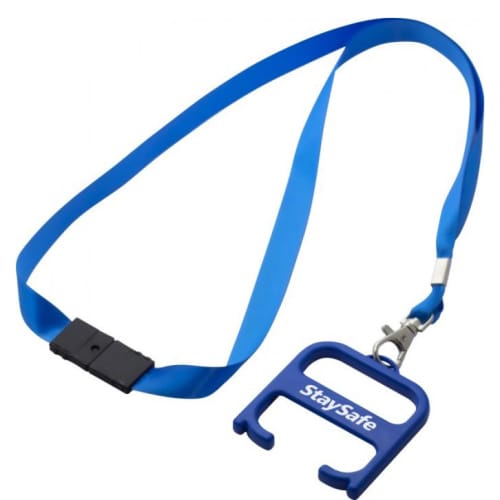 Promotional Hygiene Handle with Lanyard in royal blue colour with logo by Total Merchandise