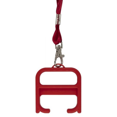 Anti-Touch Hygiene Key with Lanyard in red colour unbranded by Total Merchandise