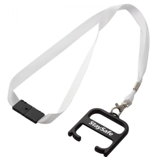 Printed Hygiene Handle with Lanyard in Black/white colour with branding by Total Merchandise