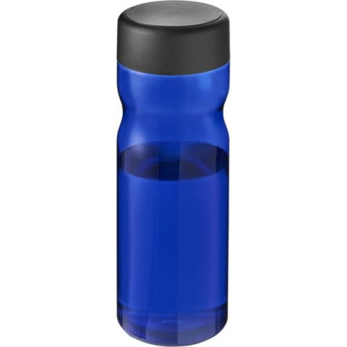 Branded H2O Base Screw Cap Water Bottles in Blue/Black colour with printed logo by Total Merchandise