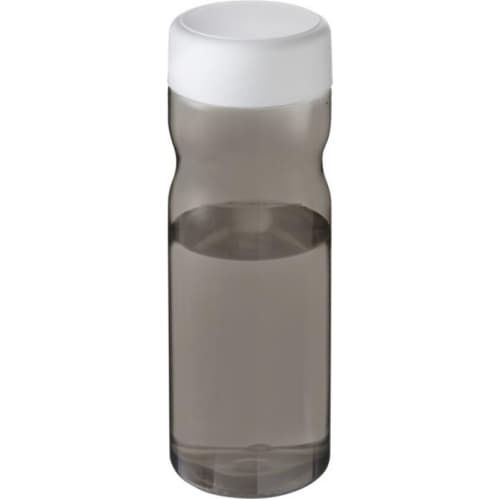 Branded H2O Base Screw Cap Water Bottles in Charcoal/White colour with logo by Total Merchandise