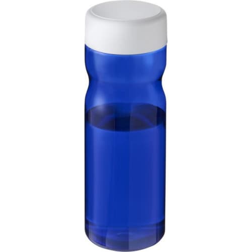 Custom branded H2O Base Screw Cap Water Bottles in Blue/White colour with logo by Total Merchandise