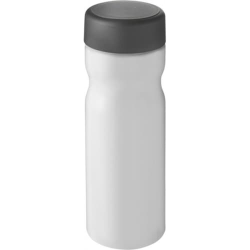 Custom printed H2O Base Screw Cap Water Bottles in White/Grey colour with logo by Total Merchandise