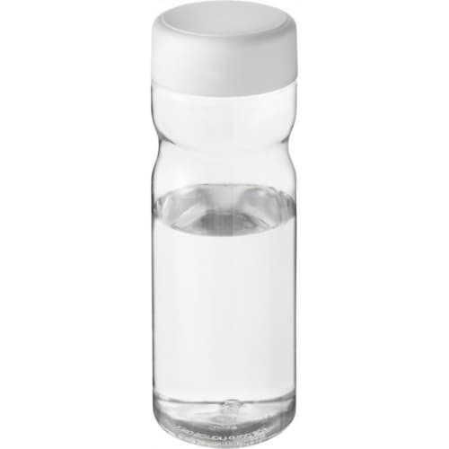 Printed H2O Base Screw Cap Water Bottles in Transparent/White colour with logo by Total Merchandise