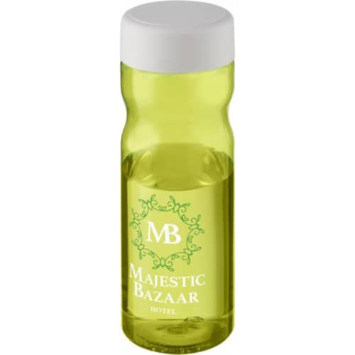 H2O Base Screw Cap Water Bottles in Transparent Lime/White