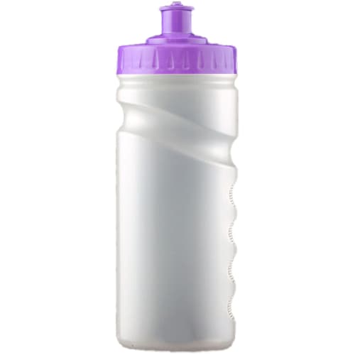 Promotional Bio Finger Grip Sports Bottles in Clear/Purple colour with logo by Total Merchandise