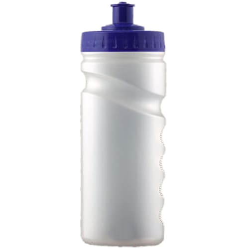 Branded Bio Finger Grip Sports Bottles in Clear/Dark Blue colour with your logo by Total Merchandise