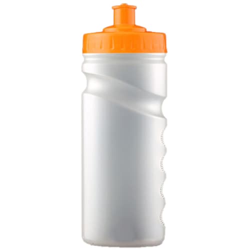 Custom printed Bio Finger Grip Sports Bottles in Clear/Orange colour by Total Merchandise