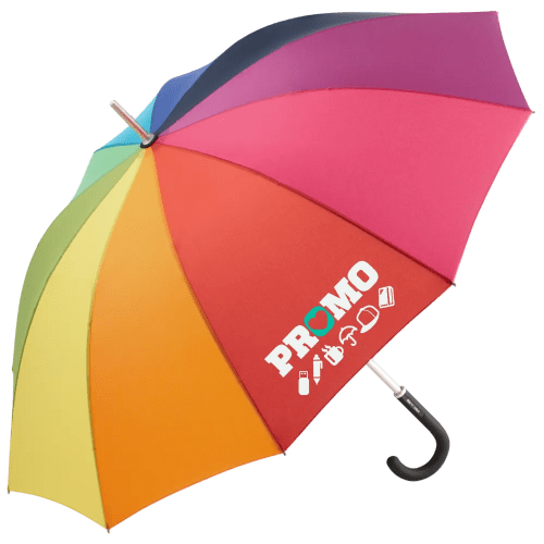 Promotional Rainbow Umbrellas printed with your logo by Total Merchandise