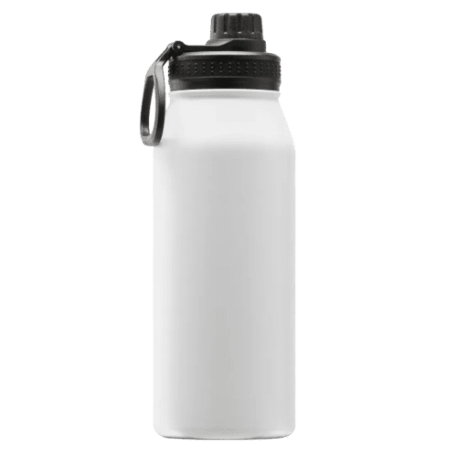 Branded Everest Stainless Steel Water Bottle in White with your logo printed on by Total Merchandise