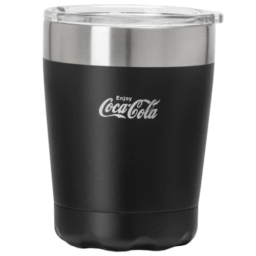 Promotional Oyster Stainless Steel Travel Mug in black engraved with a logo by Total Merchandise