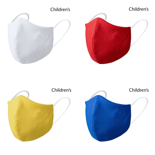 Children's Double Layer Shaped Reusable Face Coverings in 4 colours with logo with Total Merchandise