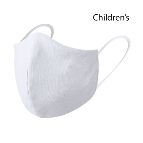 White Children's Double Layer Shaped Reusable Face Coverings printed with logo by Total Merchandise