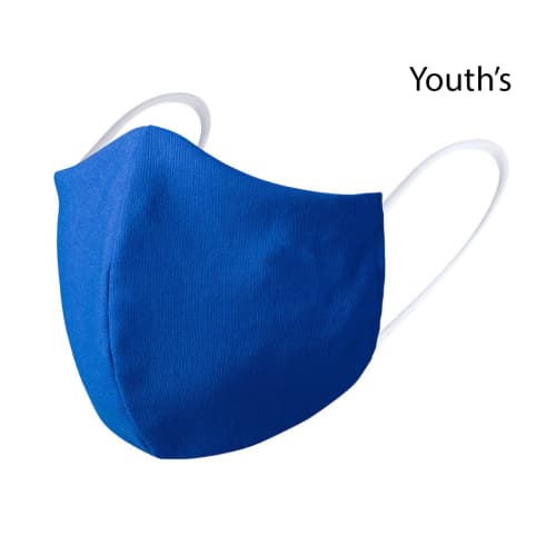 Blue Youth's Double Layer Shaped Reusable Face Coverings printed with logo by Total Merchandise