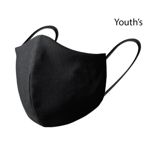 Black Youth's Double Layer Shaped Reusable Face Coverings printed with logo by Total Merchandise