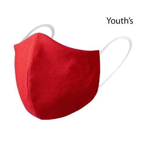 Red Youth's Double Layer Shaped Reusable Face Coverings printed with logo by Total Merchandise