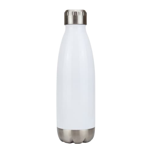 Promotional Miami Metal Drinks Bottles in White/Silver colour with printed logo by Total Merchandise
