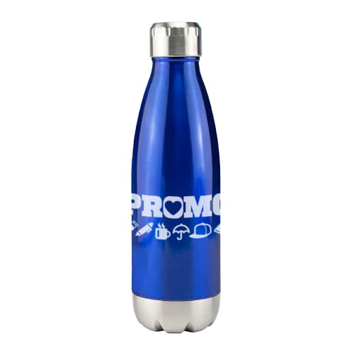 Promotional Miami Metal Drinks Bottles in Blue/Silver colour with printed logo by Total Merchandise