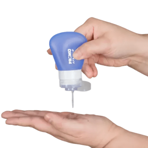 Branded Squeezy Silicone Hand Sanitiser in Frosted Blue colour with your logo by Total Merchandise