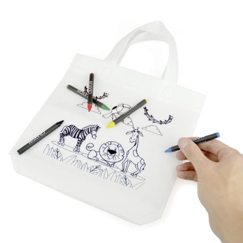 Branded Non Woven Colouring Bag with 5 crayons printed with your logo by Total Merchandise