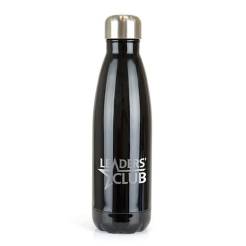 Custom branded Ashford Shine Metal Bottles in Black from Total Merchandise