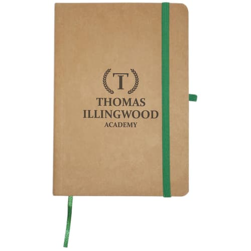 Branded Sorrel Natural Card Notebooks in Natural/Green printed with your logo by Total Merchandise