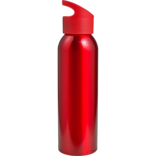 Branded 650ml Aluminium Water Bottles in Red with black screw lid by Total Merchandise