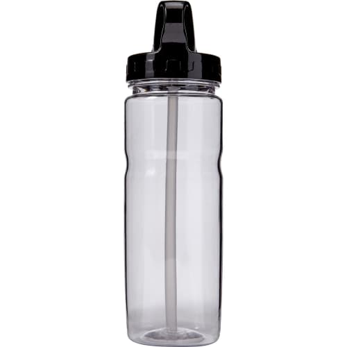 Promotional Transparent Water Bottle With Straw in Transparent/Black by Total Merchandise