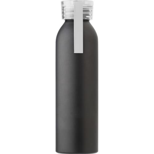 Branded Aluminium Water Bottles in Matt Black/White from Total Merchandise