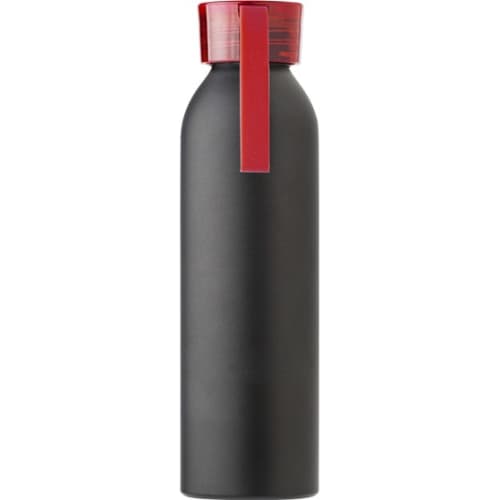 Custom Printed Aluminium Drink Bottles in Matt Black/Red from Total Merchandise