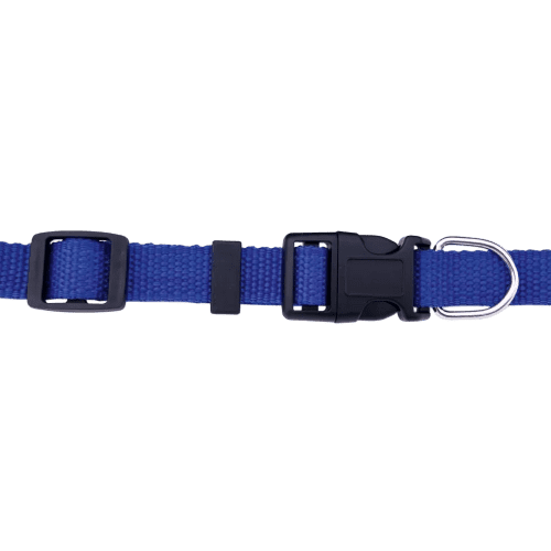 An image of the adjustable buckle closure strap and metal accessory to attach a lead