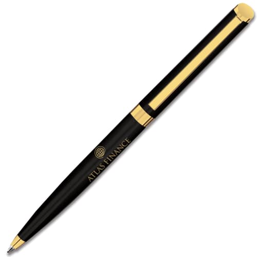 Promotional Gold Elise Ballpens in Black/Gold branded with your logo by Total Merchandise