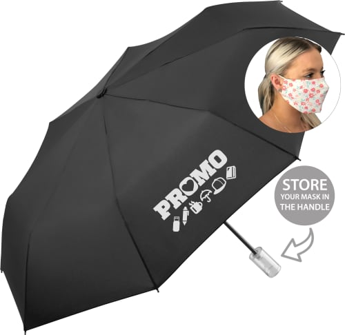 Promotional 2 in 1 Face Mask Umbrellas in Black with your Company Logo from Total Merchandise