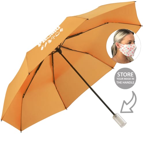 Branded Face Mask Storage Umbrellas in Orange with your Company Logo from Total Merchandise