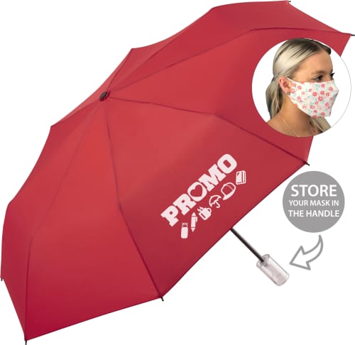 Customised Face Mask Storage Umbrellas in Red with your Company Logo from Total Merchandise