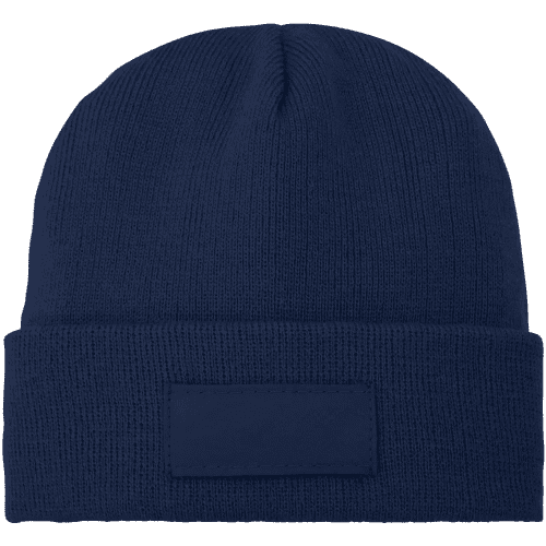 Customisable Beanie with Patch available in navy from Total Merchandise