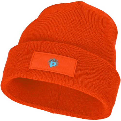 Beanie with Patch in Orange