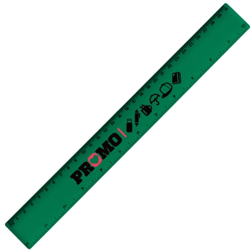 Promotional 30cm Recycled Rulers in Green with a branded logo by Total Merchandise