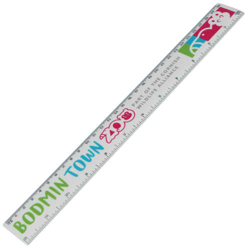 Branded 30cm Recycled Rulers in White printed full colour with your logo by Total Merchandise