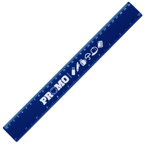 Custom printed 30cm Recycled Rulers in Blue printed full colour with a design by Total Merchandise