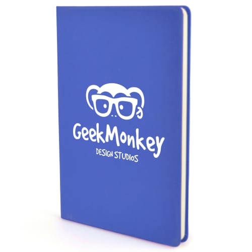 Branded A5 Mole Notebook Lite in Royal Blue with custom printed design by Total Merchandise