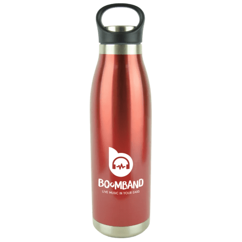 Printed 470ml Gradient Stainless Steel Bottles in red with printed logo by Total Merchandise