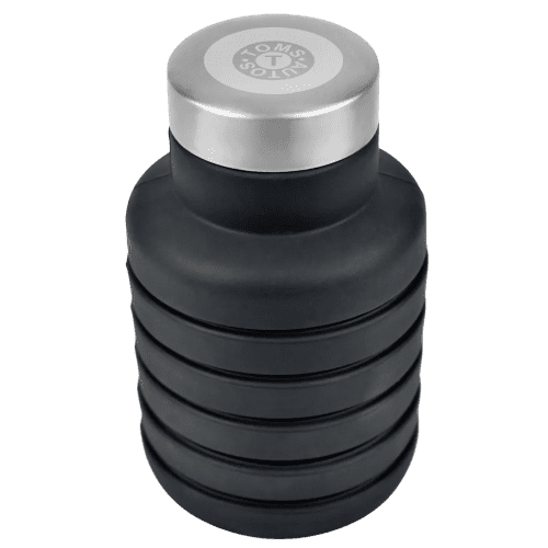 Promotional 550ml Single Walled Collapsible Silicone Bottles with logo on lid by Total Merchandise