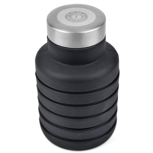 Promotional 550ml Single Walled Collapsible Silicone Bottles with logo on lid by Total Merchandise