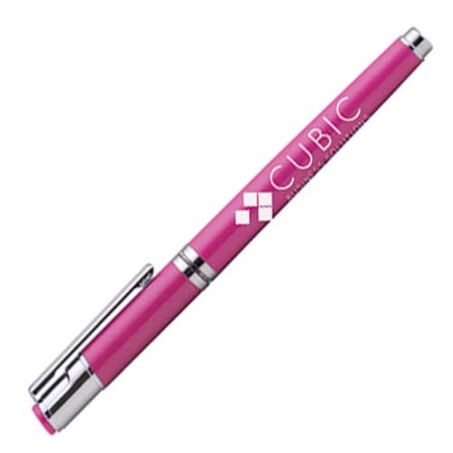 Branded Soft Touch Gel Ballpoint Pens in Pink with custom design print by Total Merchandise